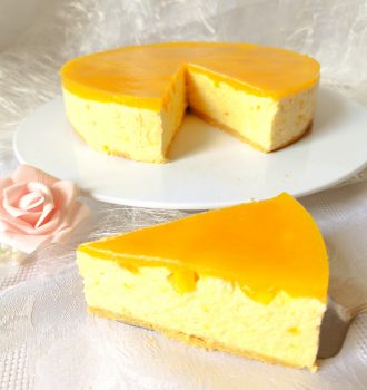 Anschnittbild Mango Torte ohne Backen; No-Bake, cremig und fruchtig