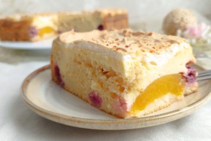 Käsekuchen mit Pfirsich