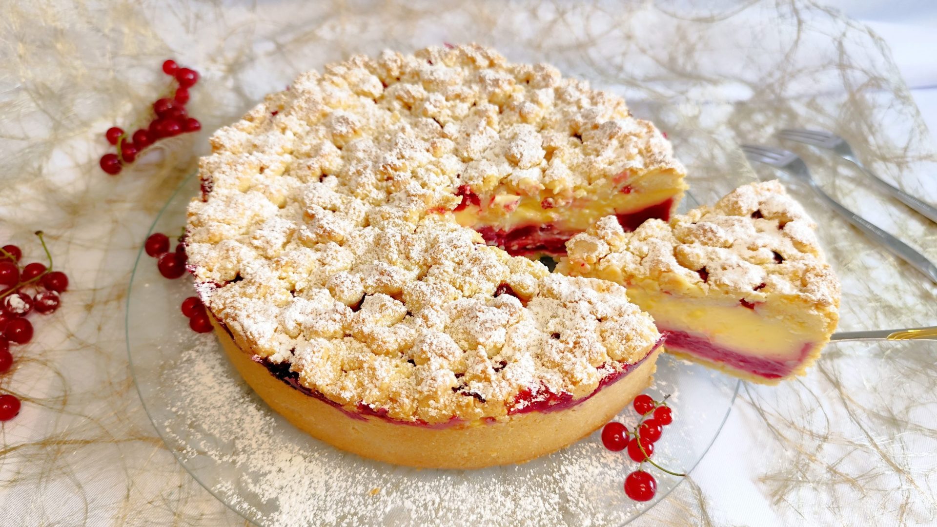 Pudding Streuselkuchen mit Johannisbeeren